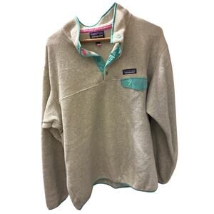 Patagonia Gray and Teal Fleece Pullover